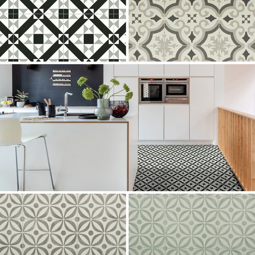 Vinyl flooring retro patterned - vinyl,